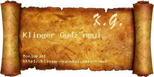 Klinger Gyöngyi névjegykártya